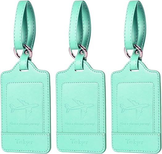 Amazon Co Jp Amazon限定ブランド Teskyer 荷物タグ スーツケースタグ 出張用タグ ネームタグ 番号札 バッグ用ネームタグ レザー 旅行タグ トラベル用 旅行手荷物 ラベル 紛失防止 三枚入り グリーン シューズ バッグ
