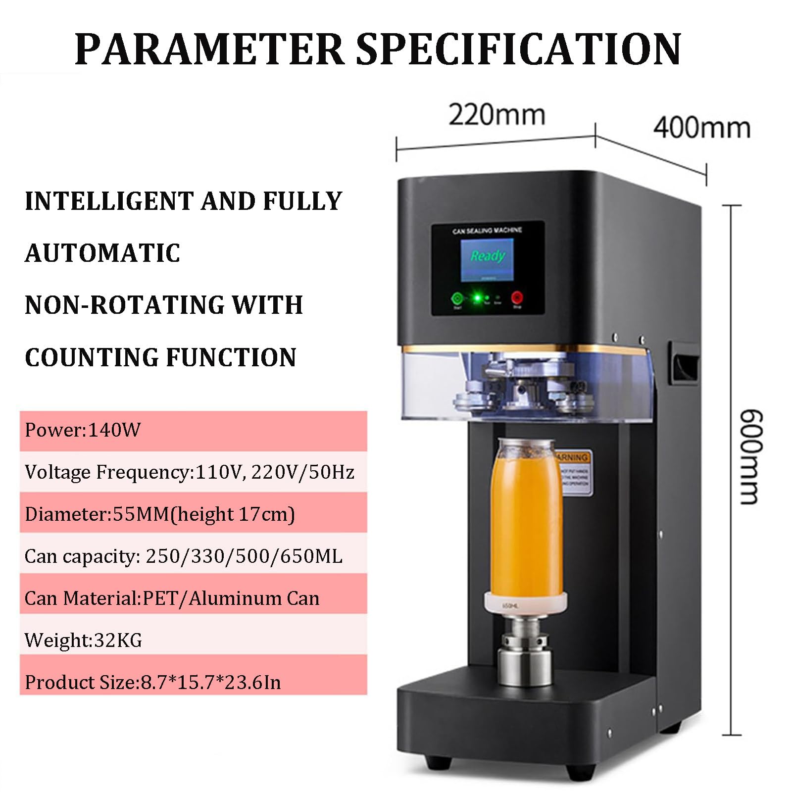 Scelleuse De Boîtes Automatique Commerciale 140 W A