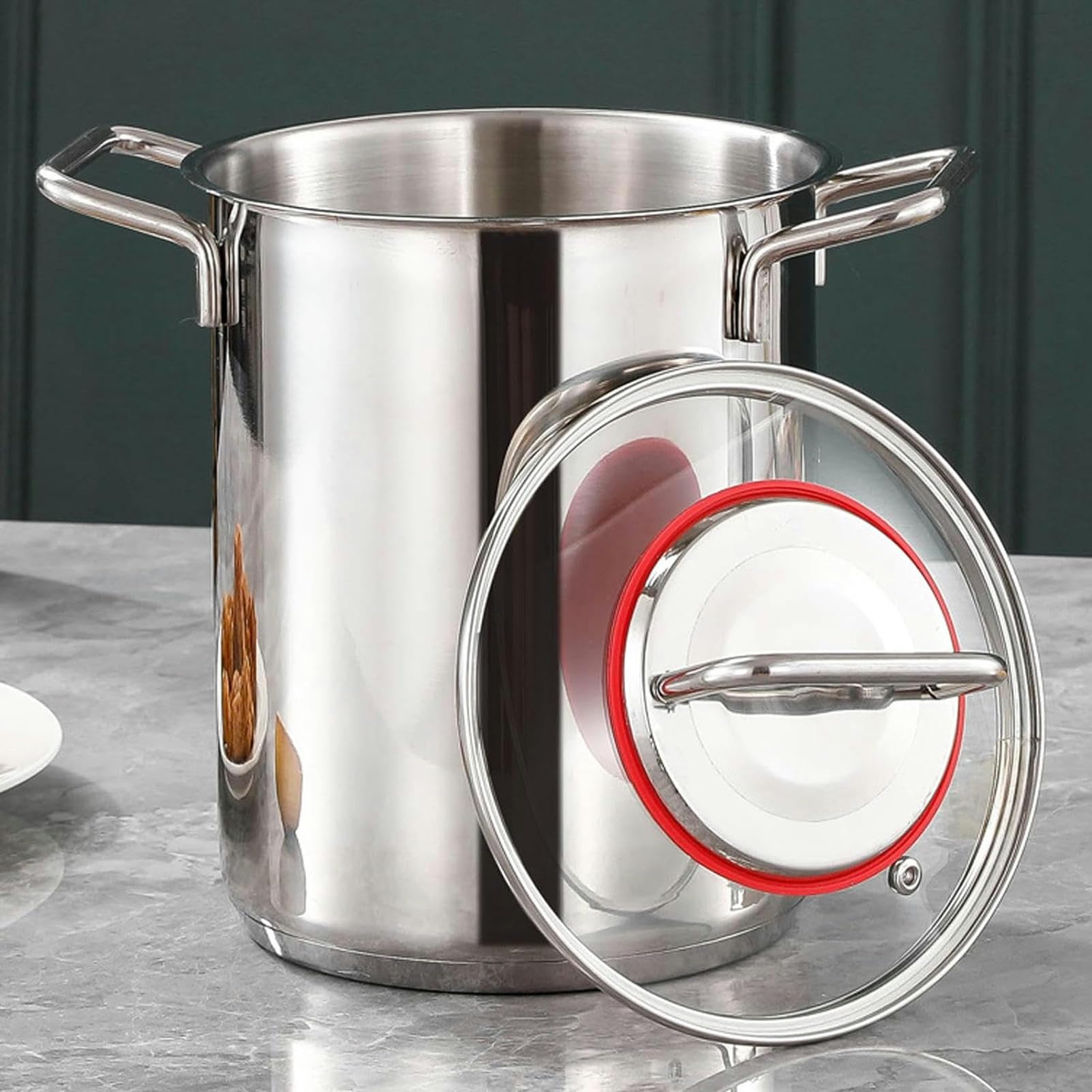 Pentola per Asparagi in Acciaio Inox, Cuoci-Pasta per Spaghetti, Vaporiera, Padella per Friggere con Olio E Cestello E Coperchio per La Cucina di Casa