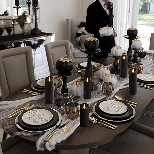 Miniatura 2 de Homemory Velas negras sin llama, velas de Halloween, velas que funcionan con pilas, velas LED de pilar con control remoto y temporizadores, juego de