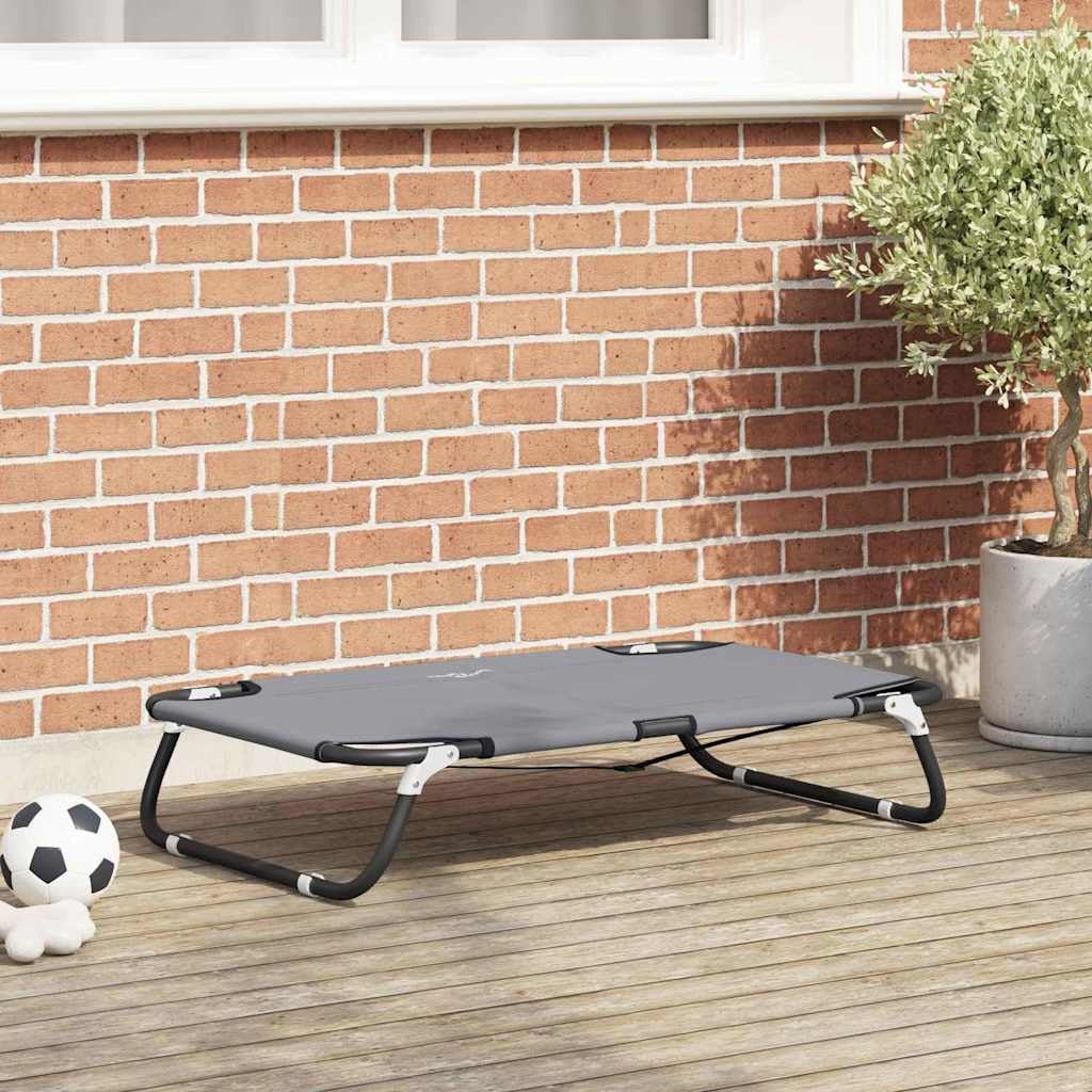 Cama para perros gris claro de acero 70 x 46 x 18 cm plegable, para interior y exterior, suelo antideslizante, transpirable, resistente a los arañazos, cojín ligero para perros para salón