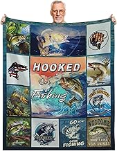 Fish Blanket Bass Fishing Throw Blankets Fish Hunter Gifts for Men Boy Dad Ultra Soft Warm Cozy Fleece Blanket for Couch Sofa Bed for All Seasons 50"x60"