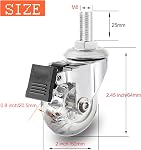 2 inch Stem Caster Wheels,M8X25 Threaded Stem Castors Wheels, 360 Degree Rotated Crystal Clear Wheels with Brake,Soft Polyurethane Furniture Wheels for Carts