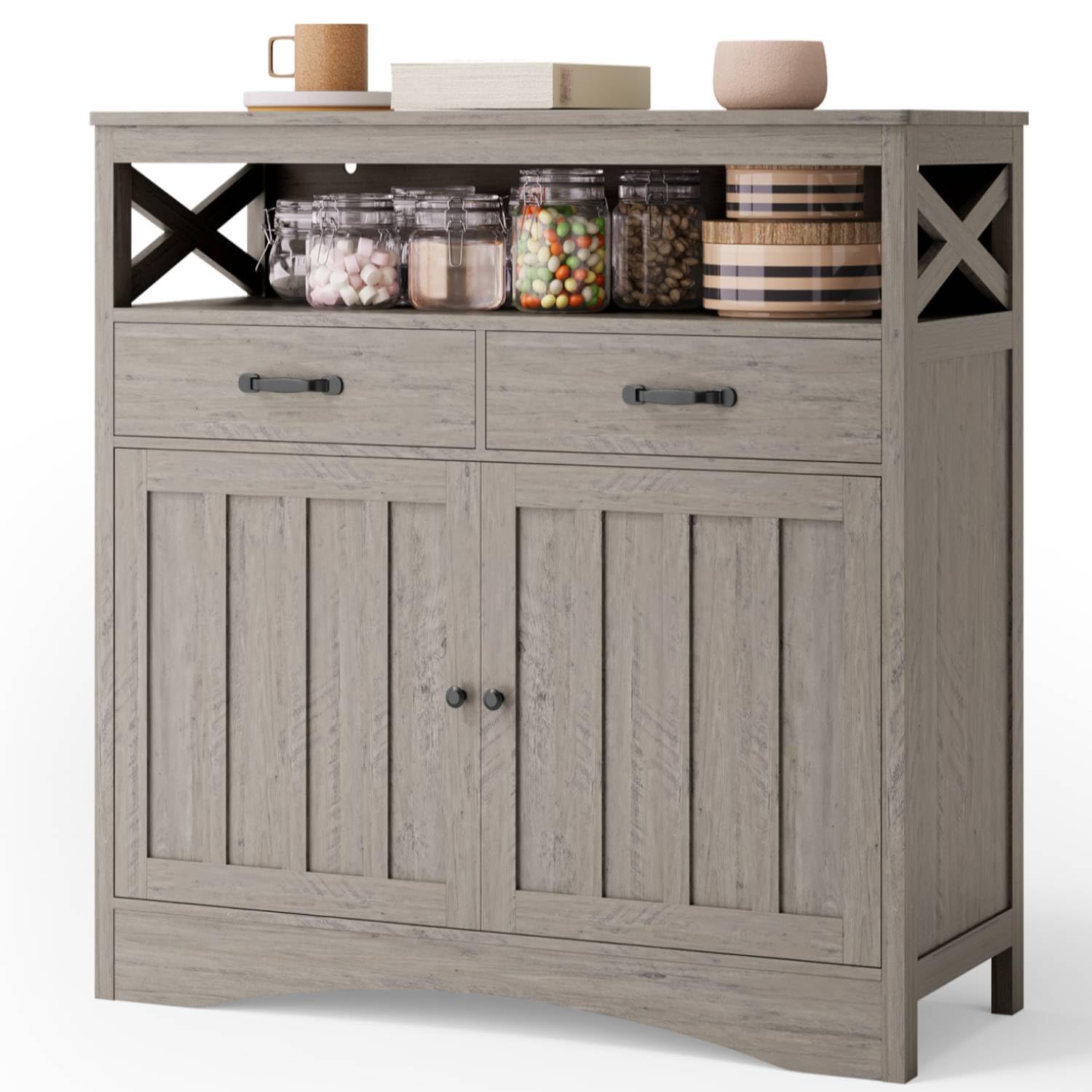 Snapklik.com : Gizoon Kitchen Storage Cabinet, Farmhouse Sideboard ...