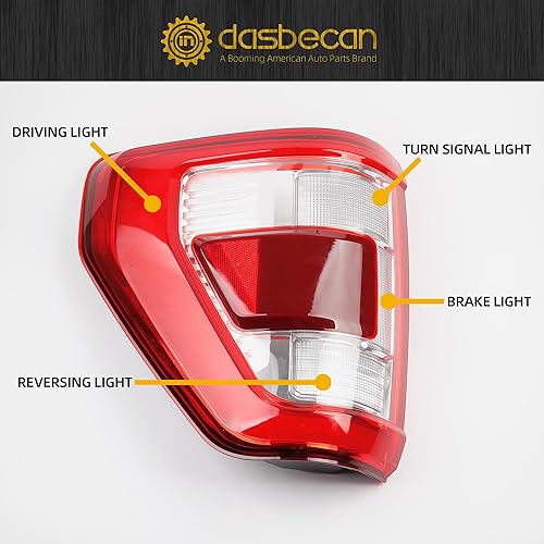 Miniatura 7 de Dasbecan Luz trasera izquierda del lado del conductor compatible con Ford F150 King Ranch 2021 2022 2023  Lariat  Limited  Platino con ubicación de