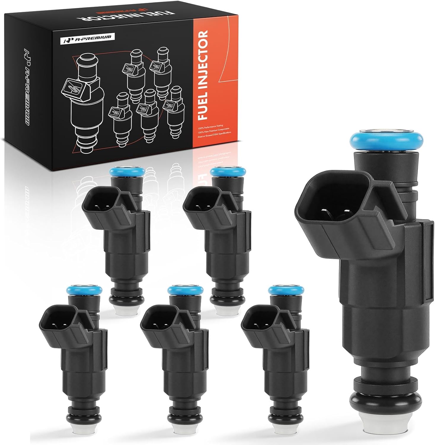 A-Premium Set of 6 Fuel Injectors Compatible with Jaguar S-Type 2000-2008 & Lincoln LS 2000-2003, 3.0L, Replace# XR83352