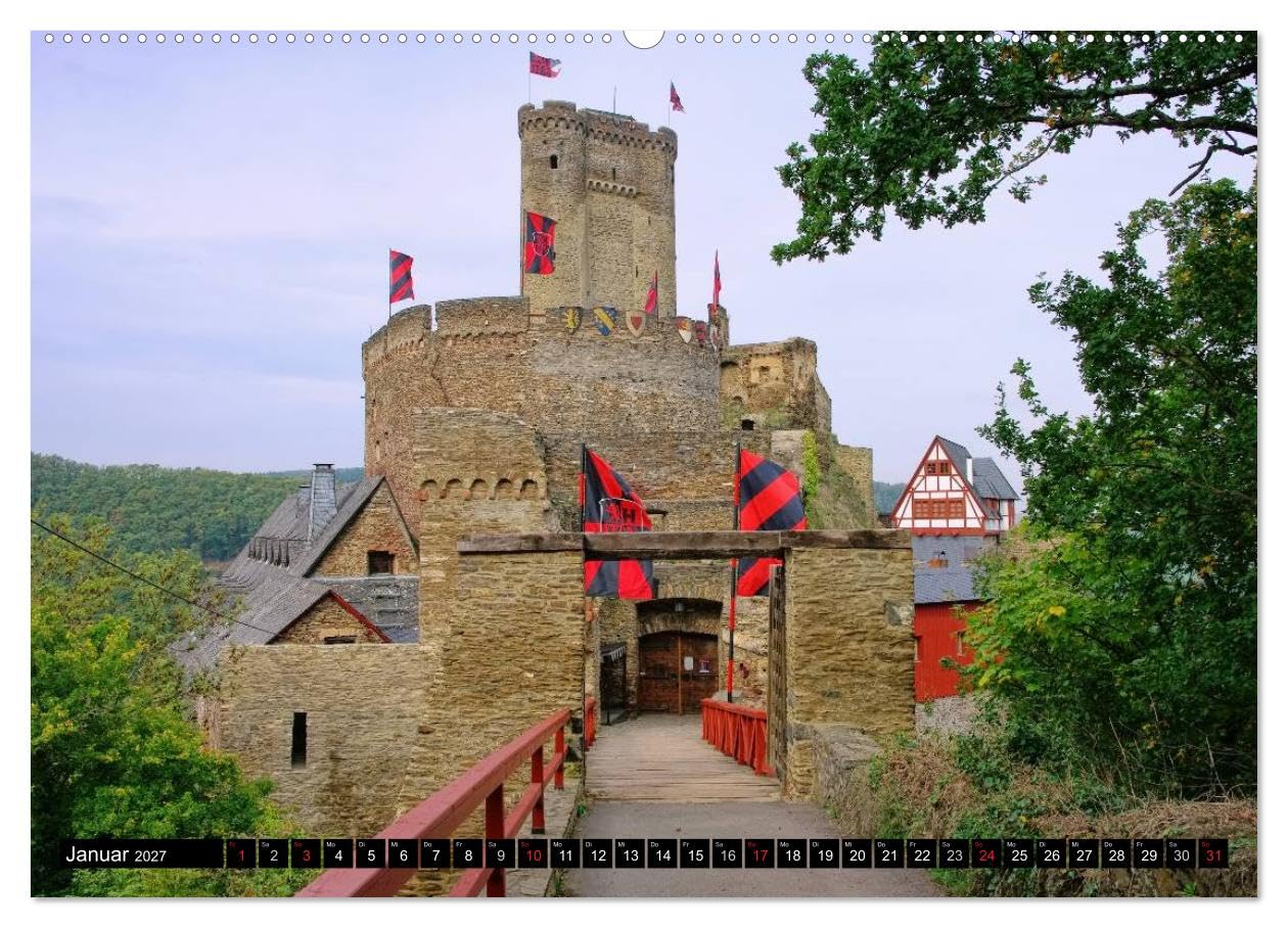 CALVENDO - Entlang der Mosel (Wandkalender 2027 DIN A2 quer), Monatskalender: Fotos von alten Burgen und Weinbergen entlang der Mosel begleiten Sie mit diesem Kalender durch das Jahr.