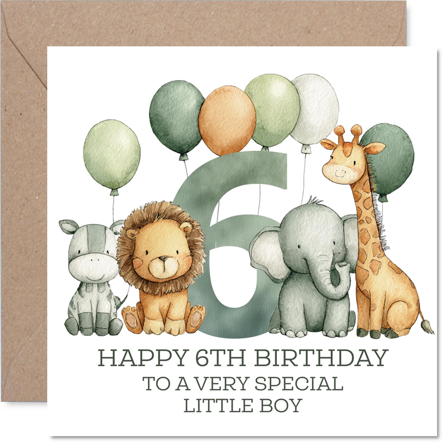 6th Birthday Cards for Boys, Jungle Numbers