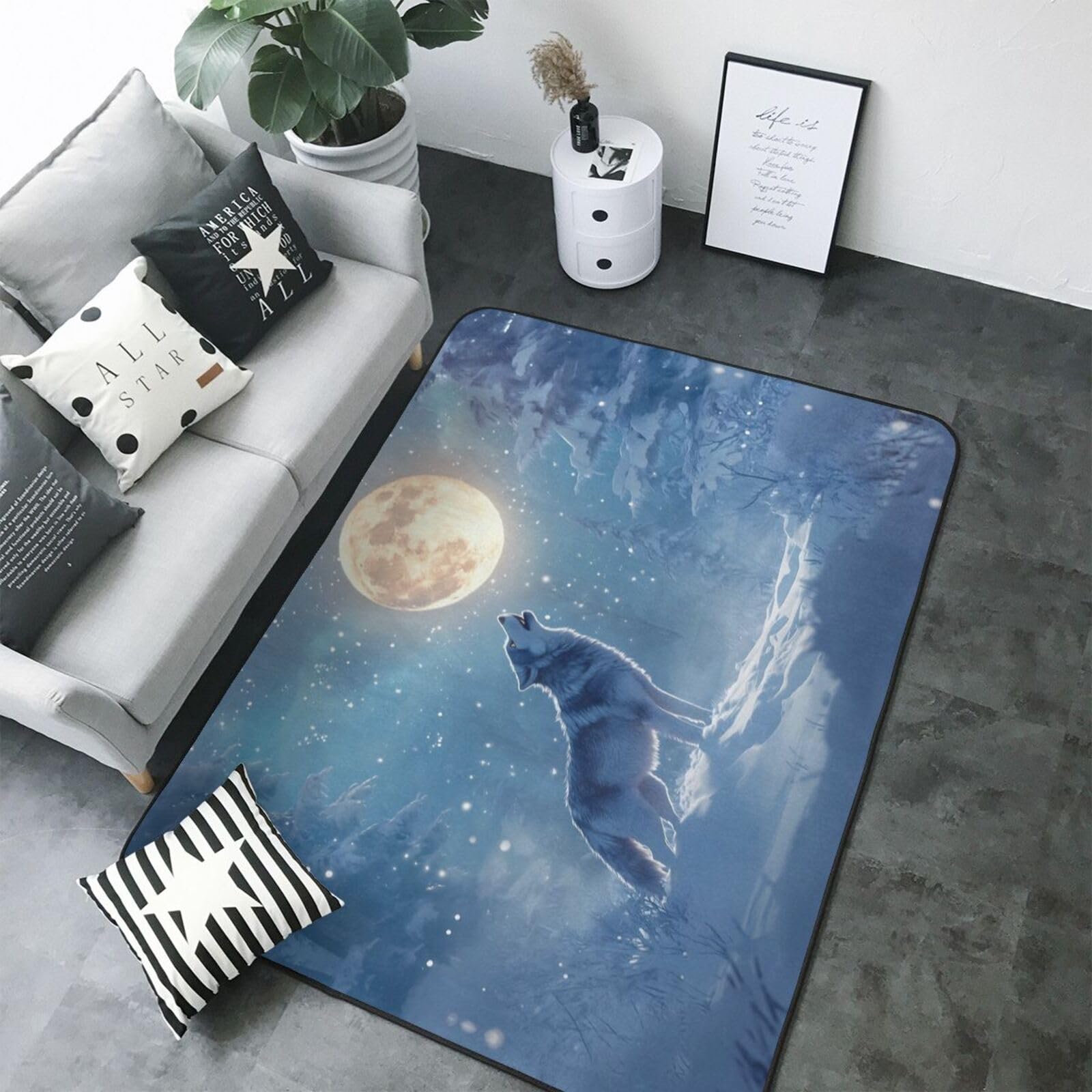 Tapis loup hurlant de qualité supérieure lavable et doux