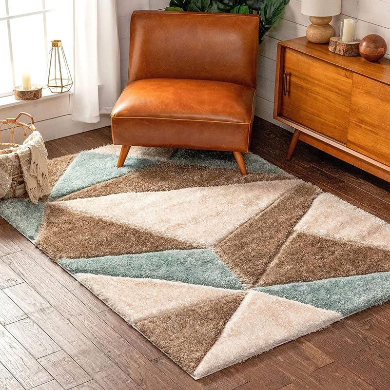 Image of Shaggy Rug for Bedroom Living Room 3X5 FEET Fluffy Plush Area Carpet with Non Slip Backing, Modern Cozy Floor Rug for Home Decor and Comfort (Pistacia)