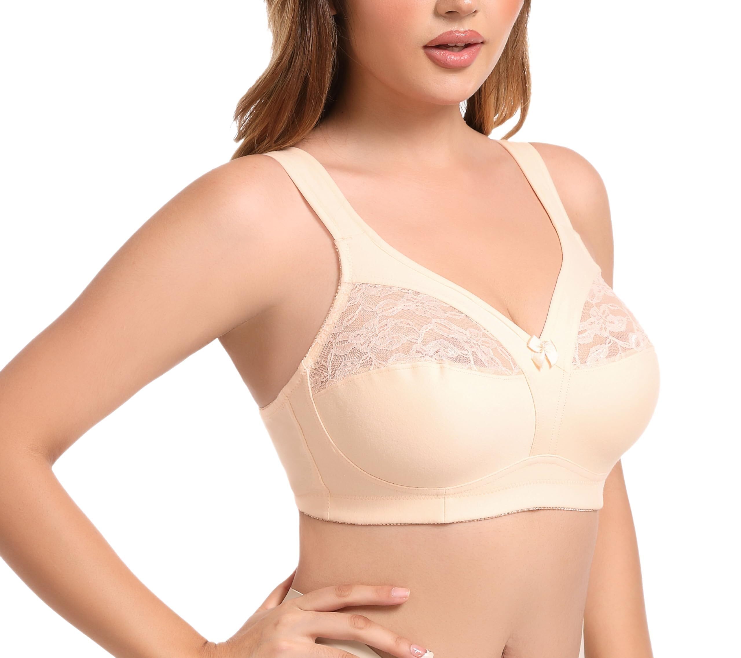 Biustonosz Po Mastektomii Z Bawełny W Dużym Rozmiarze Damski Bra Pooperacyjny, Bez Fiszbin, Komfortowy, Na Co Dzień, Z Silikonową Protezą Piersi(Beige,E_38/85)