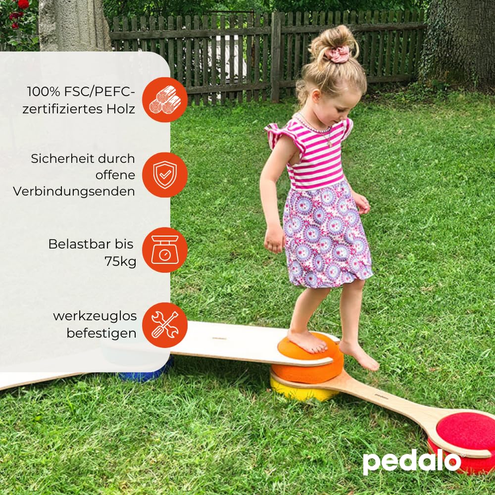 Pedalo® Zestaw klocków do układania w stos, zestaw 3 szt., zręczność, kreatywna zabawa, możliwość łączenia z kamieniem do układania w stos, krajobrazy ruchowe, budowanie, poprawa motoryki, deska do