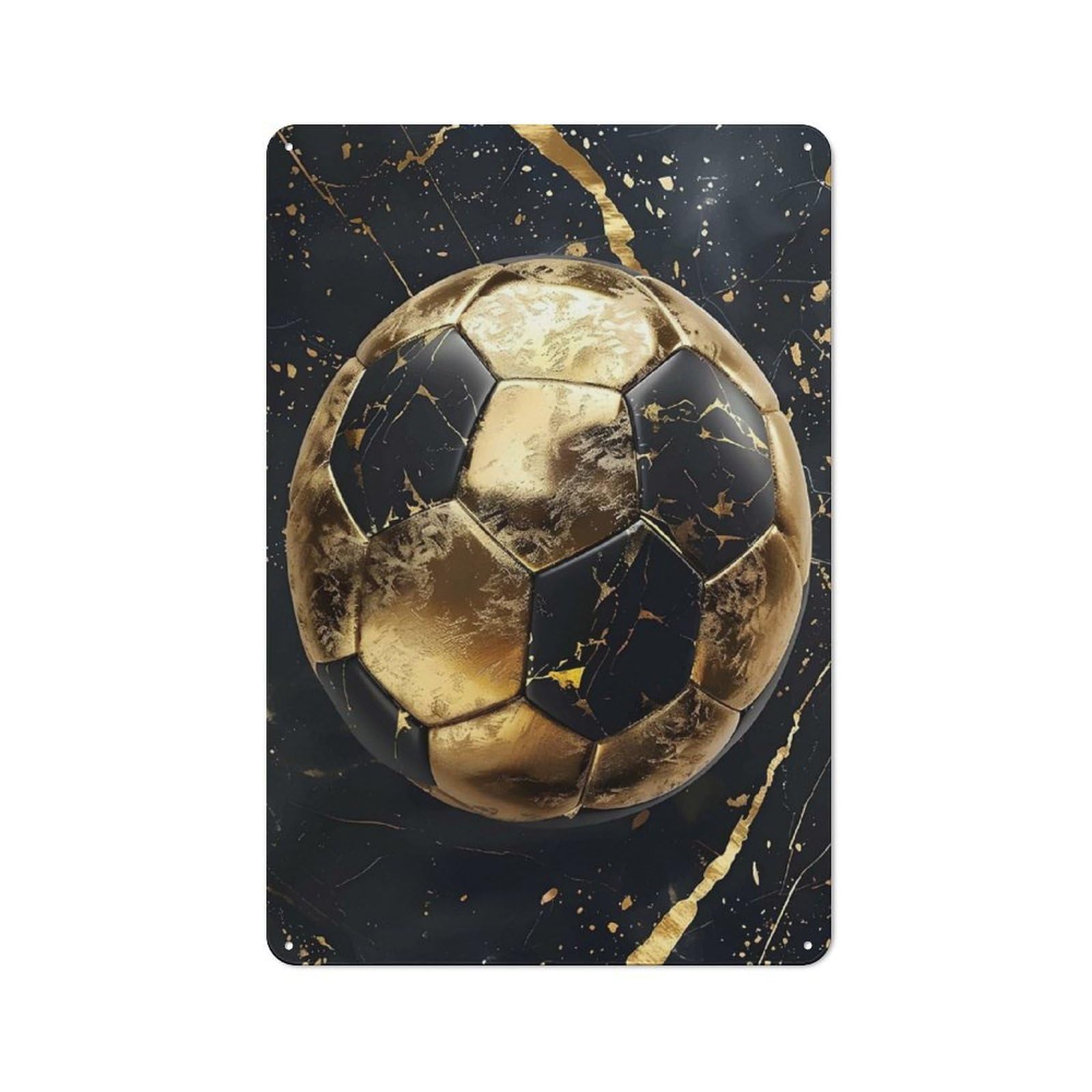 Junmoney Style-23 Vintage Metal Plaque 30X20cm Featuring Gold Soccer Ball For Hallway Wall, For Wall Display Collectors