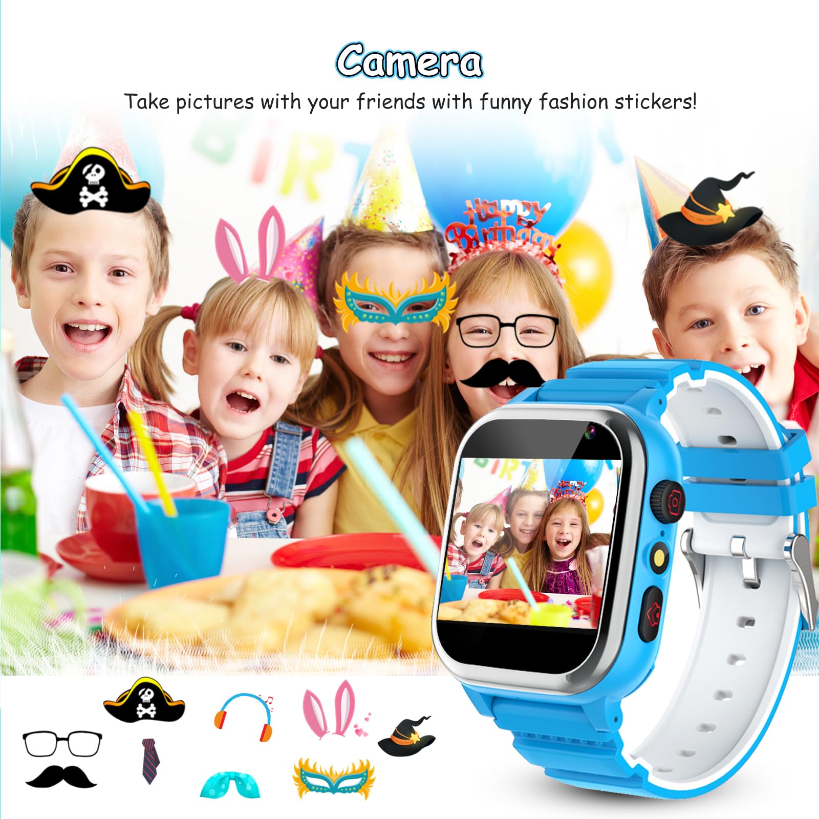 Kinder Smartwatch, Smartwatch Kinder Telefon mit SIM Karte Anruf SOS 26 Spiele Kamera Musik MP4 Schrittzähler Wecker Taschenlampe Recorder, Kinderuhr für Jungen Mädchen Student 4-12 Jahre Geschenk