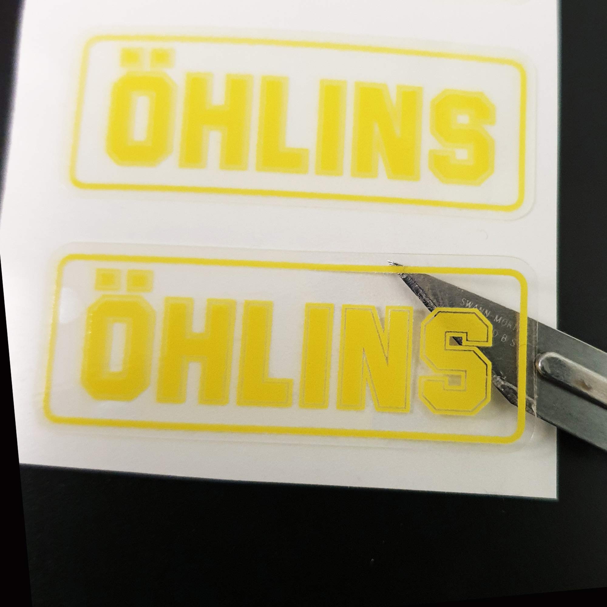Ohlins Yellow clear vinyl replacement sponsor graphics decals stickers graphics x 4 SMALL Style #1