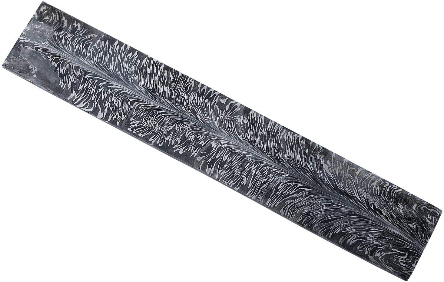 Damascus BIllet Blank - Flat Bar Stock- Knife Making Supplies, 12 Inch Forged Feather Damascus Billet, 5mm Thick 3008
