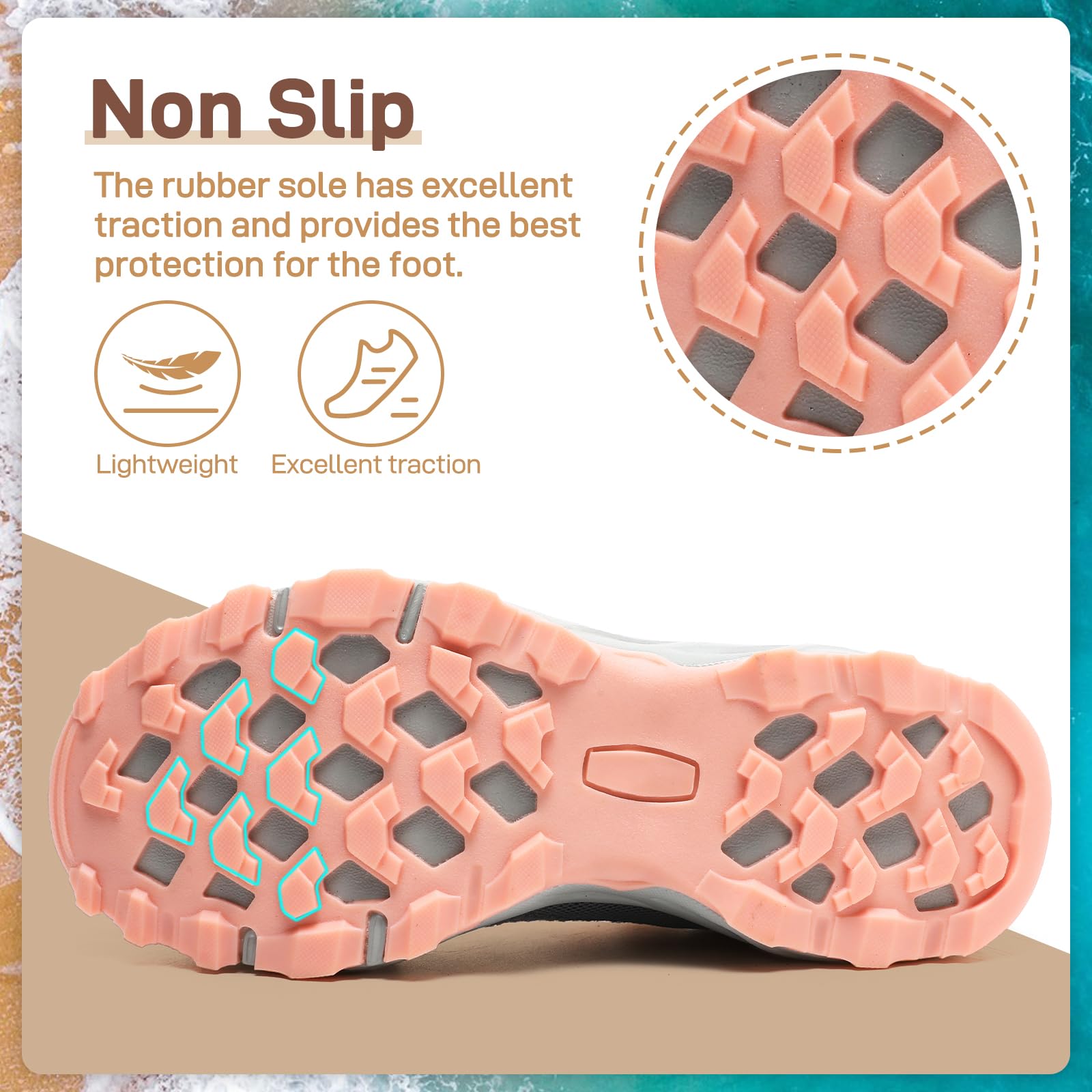 ziitop Zapatos de agua para senderismo para mujer, de secado rápido, antideslizantes, ligeros, transpirables, para verano, senderismo y escalada