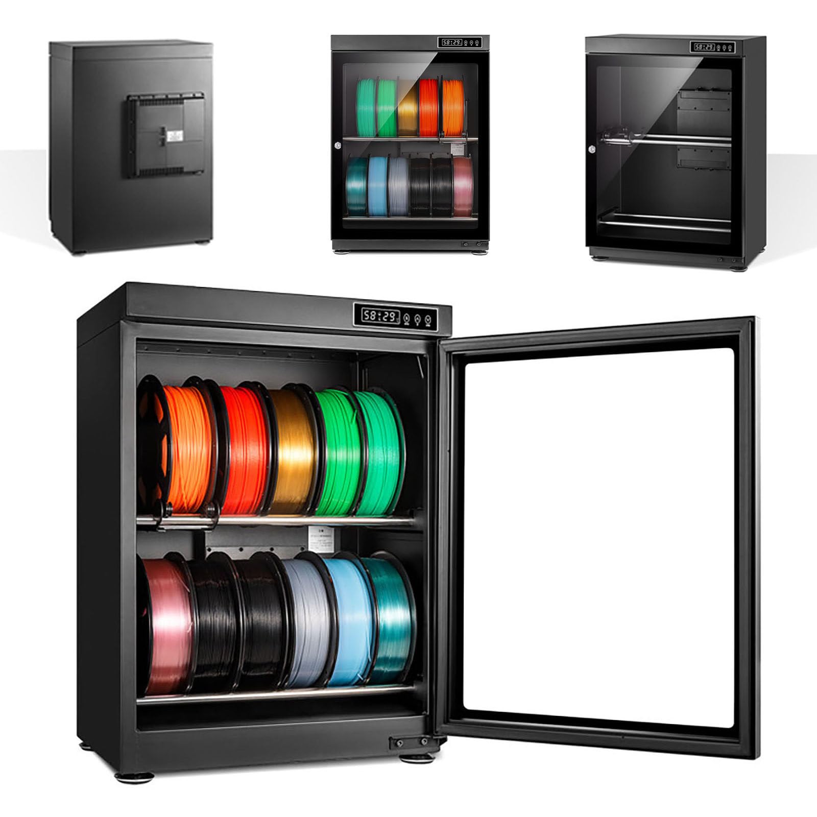 ALSUP Industrial 3D Filament Dry Cabinet, 15-60% RH Humidity Control, Holds 10-12/15-21 Spools, for PLA ABS PETG TPU Nylon 70L
