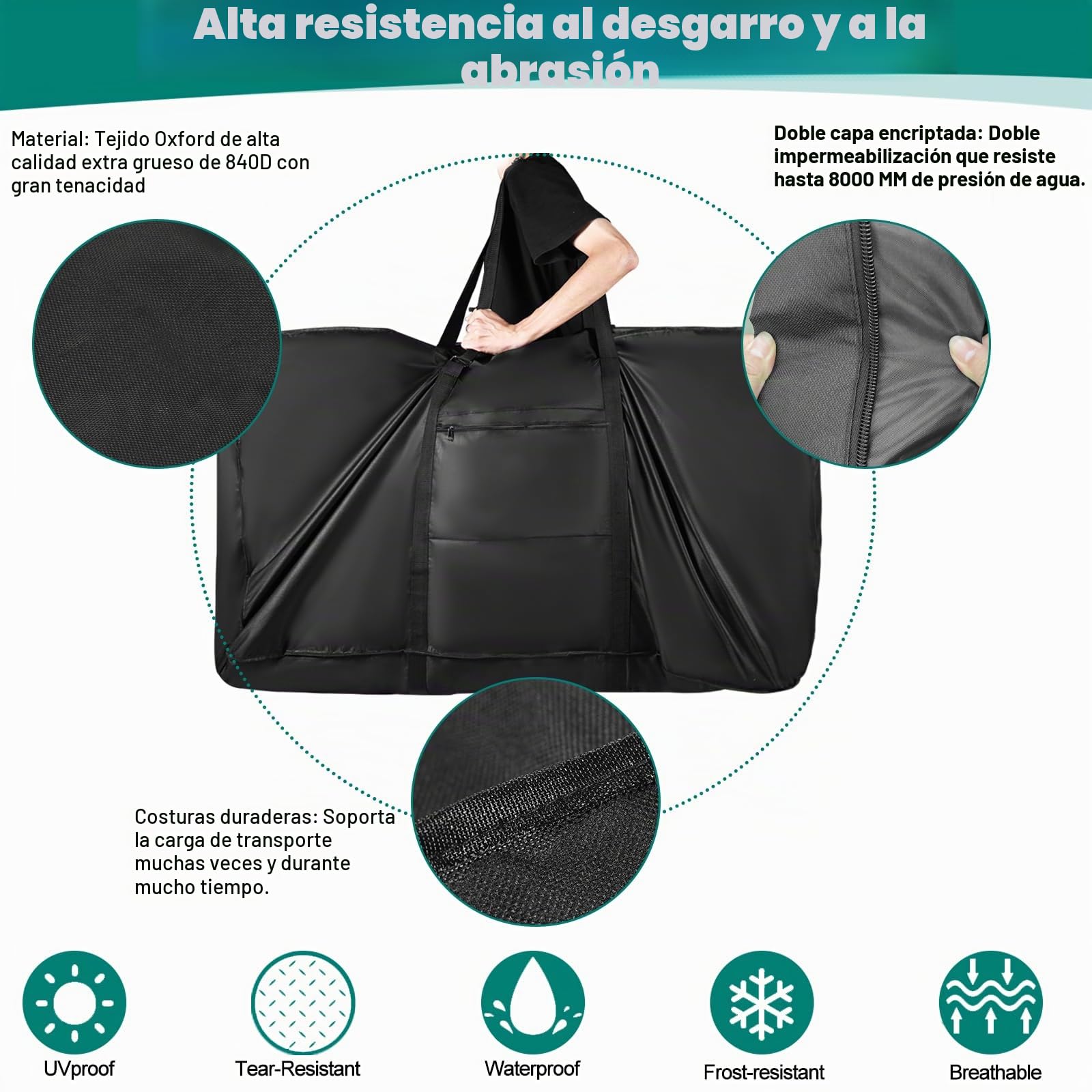 Bolsa de viaje para bicicleta de montaña de 26 pulgadas a 29 pulgadas para avión, estuche de bicicleta MTB de 840D resistente con fuerte cinta para vuelos de viaje aéreo impermeable, bolsa de