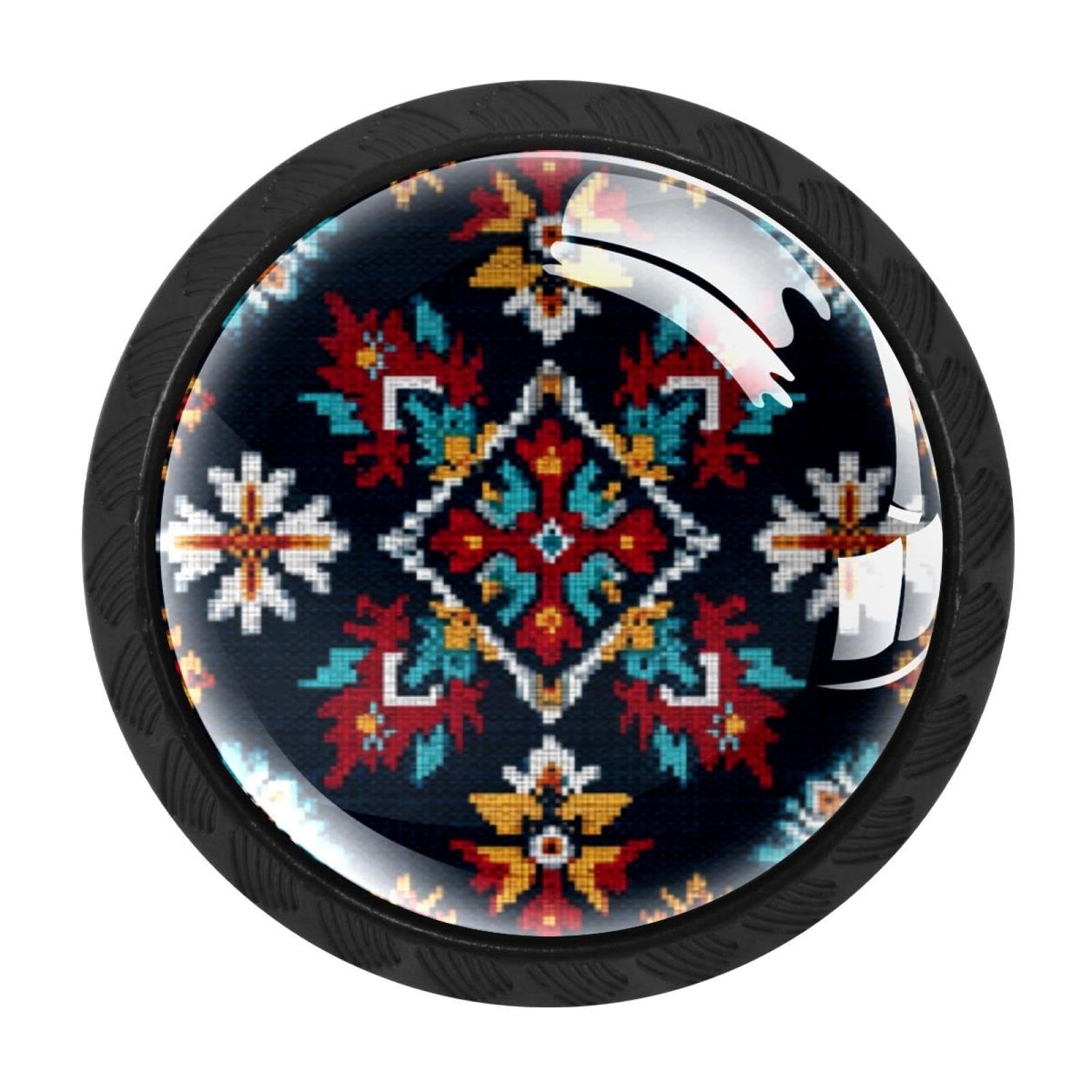 CHENZZZZ 4 Pack Geometric Ethnic (3) Drawer Knob Cabinet Hardware
