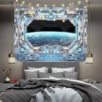 Amazon.co.jp: Aidatain 宇宙タペストリー 宇宙船タペストリー