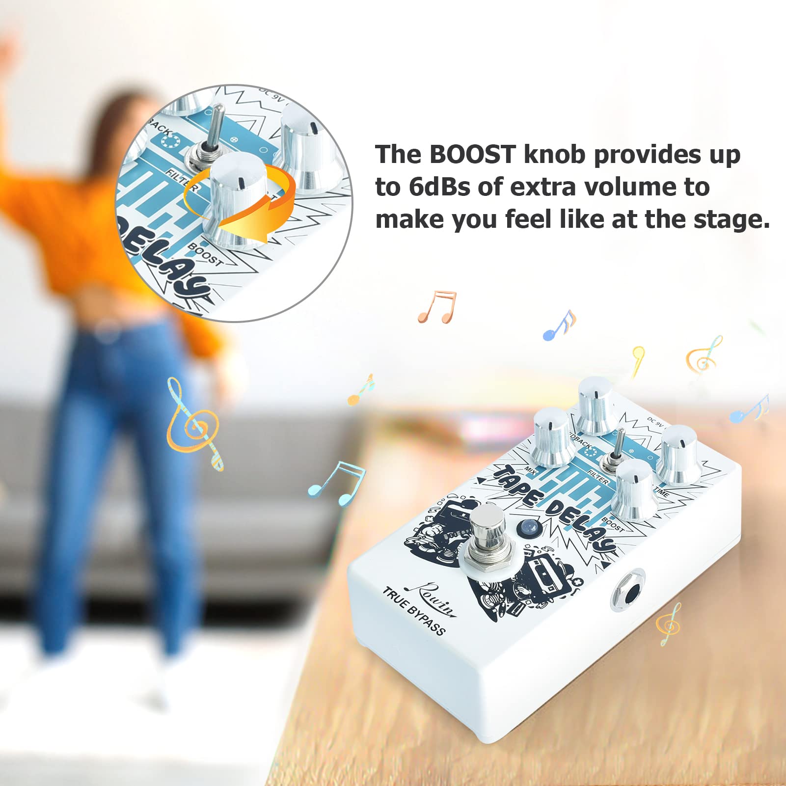 Pedale Effetto Chitarra Delay Digitale - TAPE DELAY, 4 Regolatori, True Bypass, Per Chitarra E Basso - Foto 4