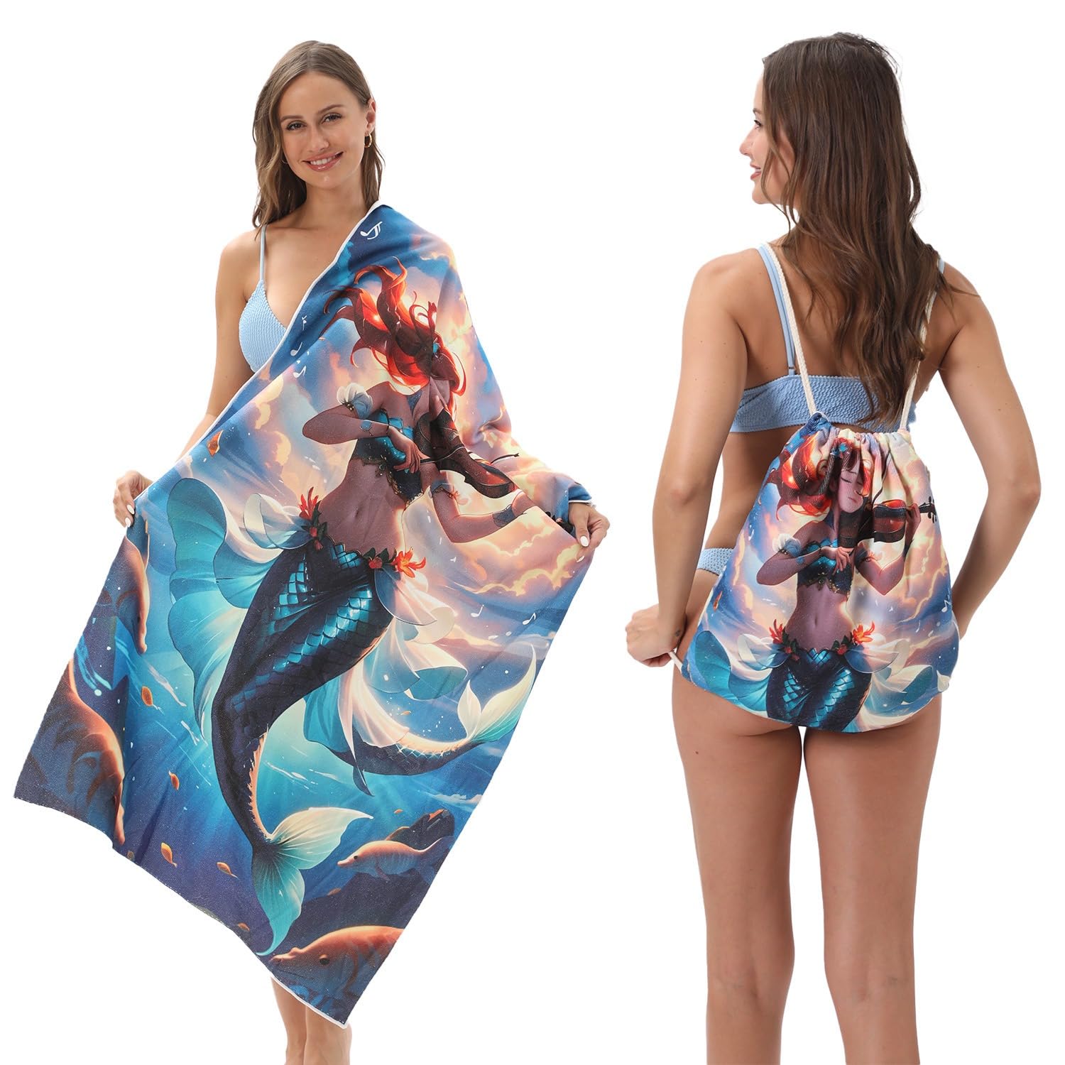 Serviette De Plage 2 En 1 Pliable - Sac à Dos & Couverture - Microfibre - Pour Voyage, Pique-nique, Camping