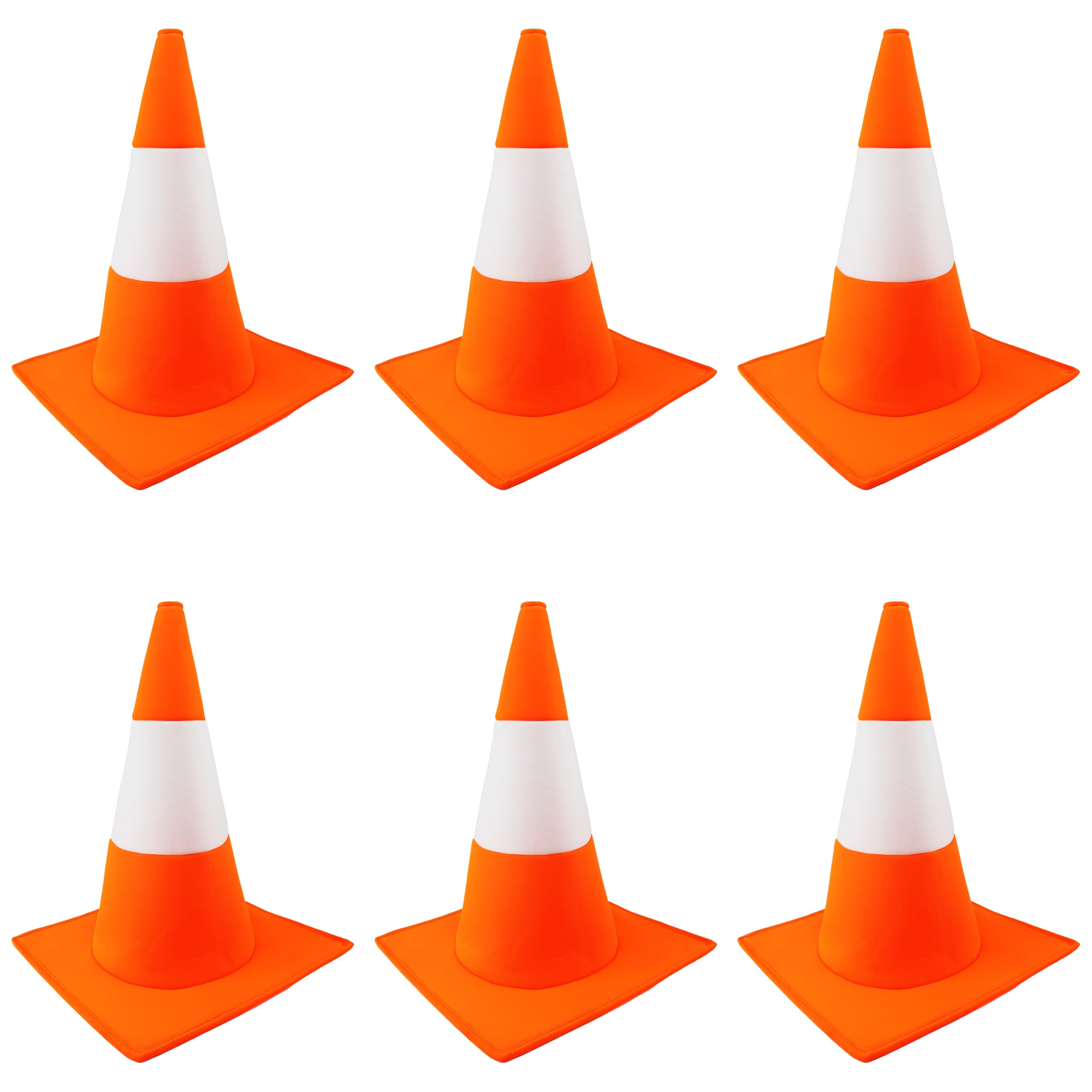 Adults Traffic Cone Hat - Pack of 6 - Tall Orange & White Road Safety Cone Costume Hat - Funny Novelty Stag Do Hen Party Festival Rave Darts Fancy Dress Costume Accessory for Men and Women