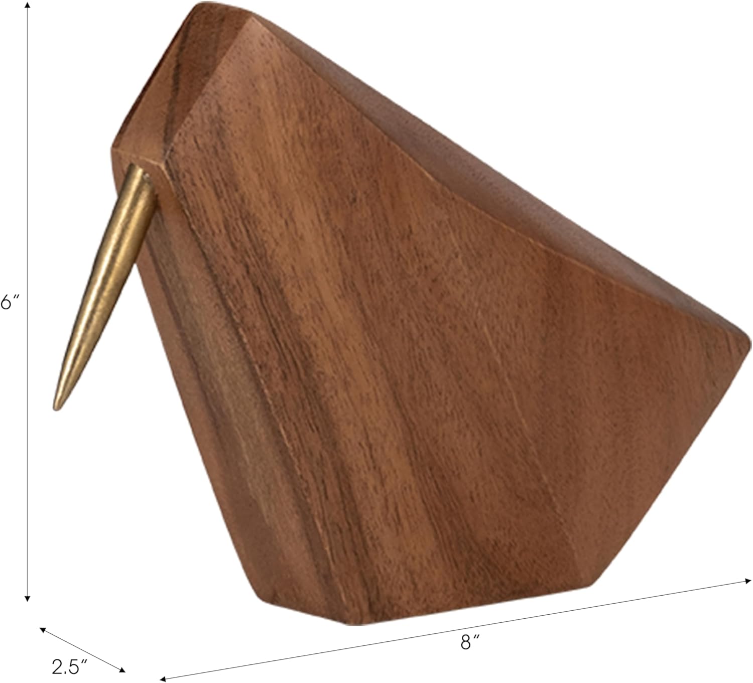 Contemporary Wood Sculpture Accent for Home Decor Styling - Ornaments for Bathroom, Office, Room and Living Room Display - Modern Figurine for Shelf or Coffee Table Arrangement - 6", Brown