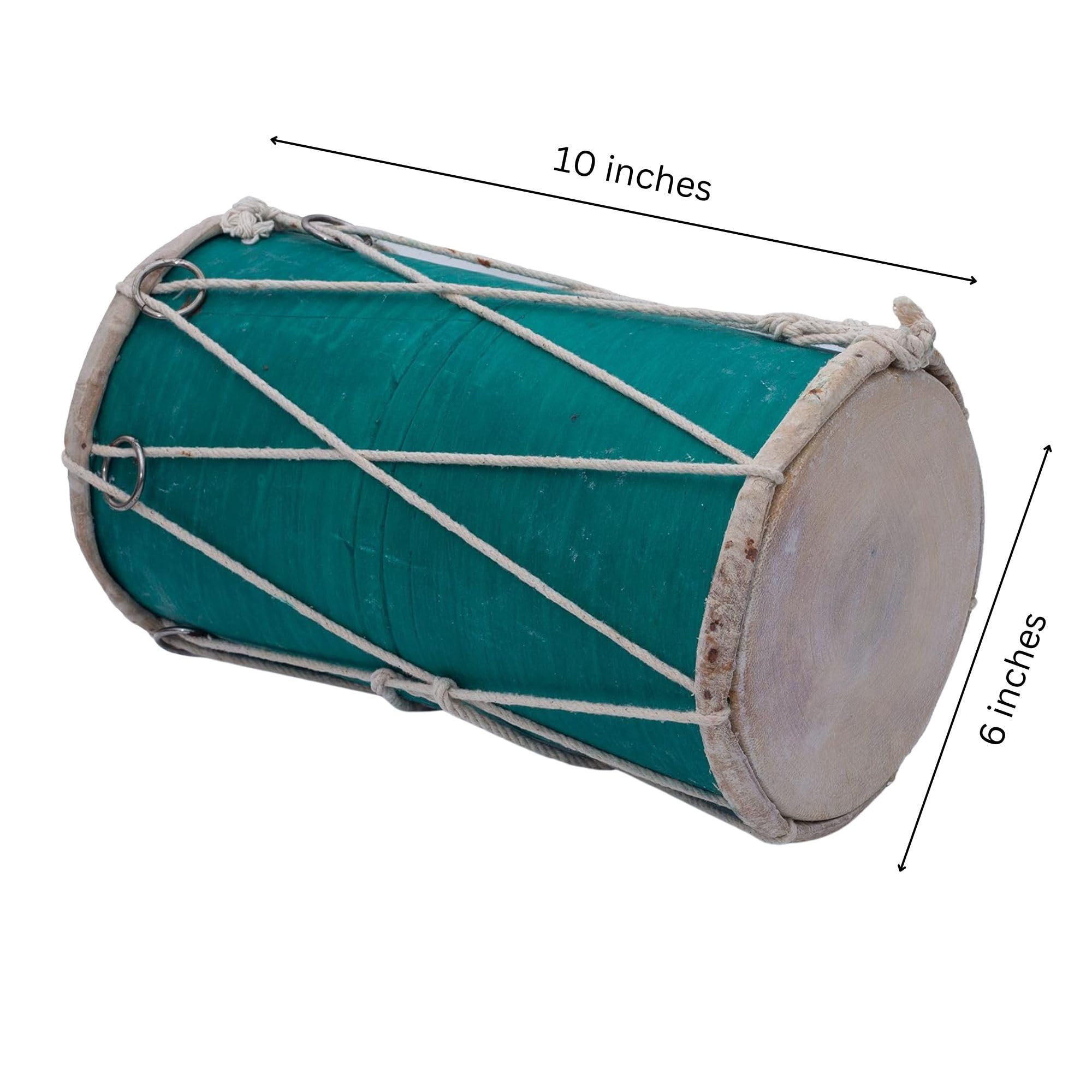 Small 25 x15 cm Compact Dholak Drum Set, Handmade Wood & Leather Classical Indian Hand Percussion Drums, World Musical Instruments Punjabi Tabla Dhol Dholki For Decor & Travel Gift For Music Lovers