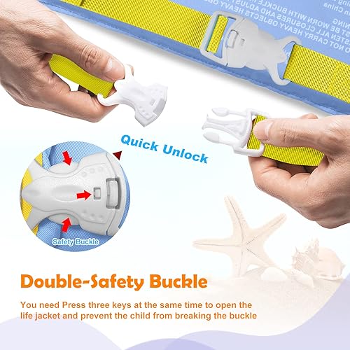 Miniatura 85 de Chriffer Chaleco salvavidas para niños de 22 a 66 libras, flotadores con arnés de hombro y alas de brazo para bebés de 2, 3, 4, 5, 6, 7 años