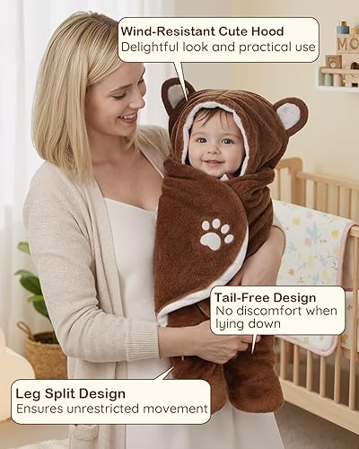 Miniatura 4 de Lilian&Gema Pañales para recién nacidos, manta de bebé para recién nacidos de 0 a 4 meses, lindo envoltorio de oso para bebés niños y niñas, mantas