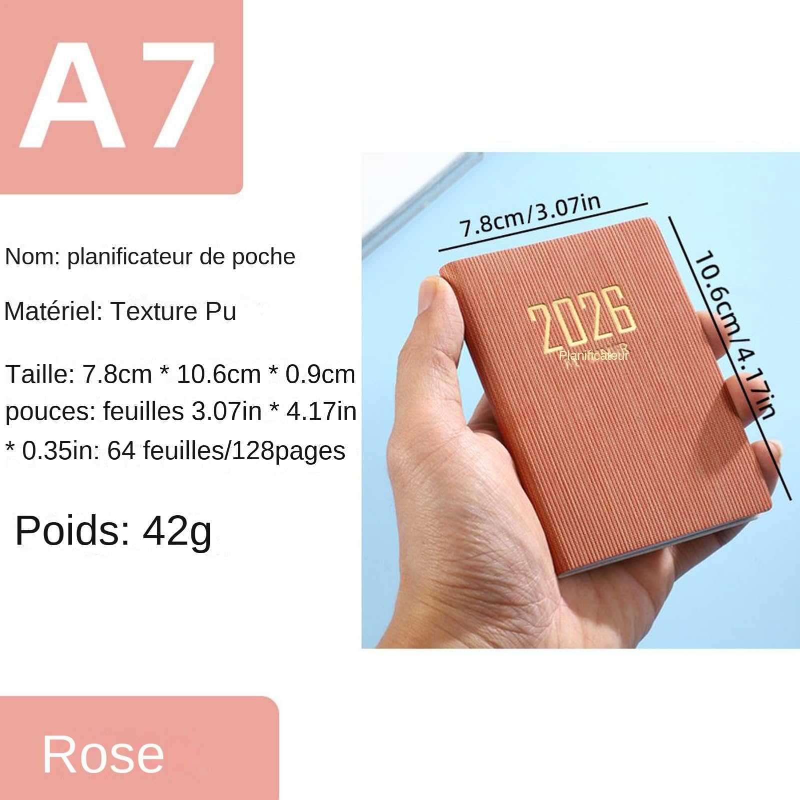 Agenda Tascabile 2026 Calendario Cartaceo Pianificazione Formato A7 | Planificatore Calendario 365 Giorni per Programmazione Obiettivi Budget Appunti Lavoro Scuola Studenti Universitarie Donne