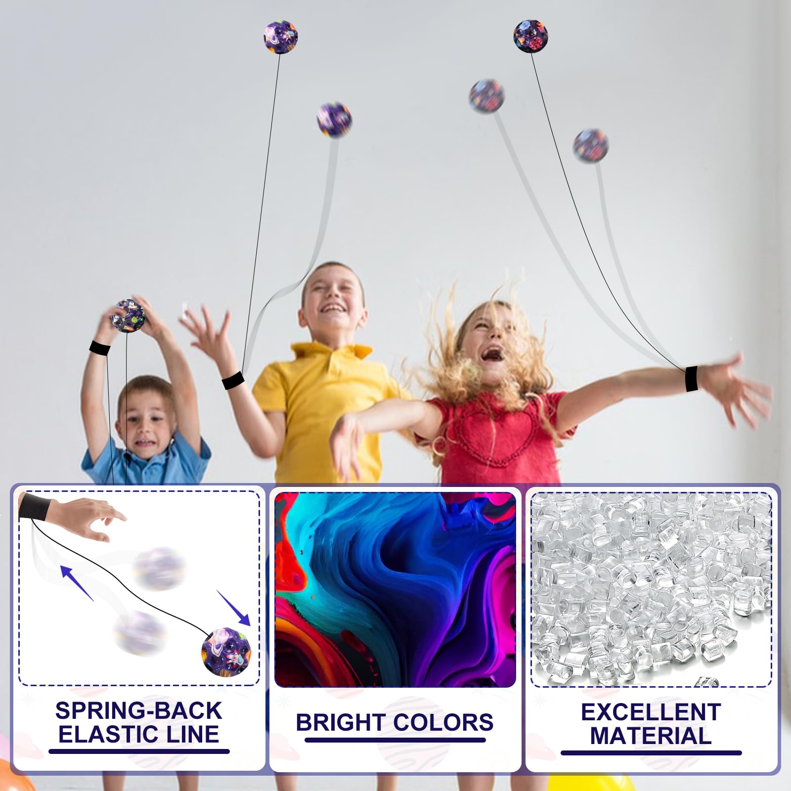 4x Moon Galaxy Hüpfbälle – Springende Gummibälle Als Spielzeug Für Kinder (7 Cm)