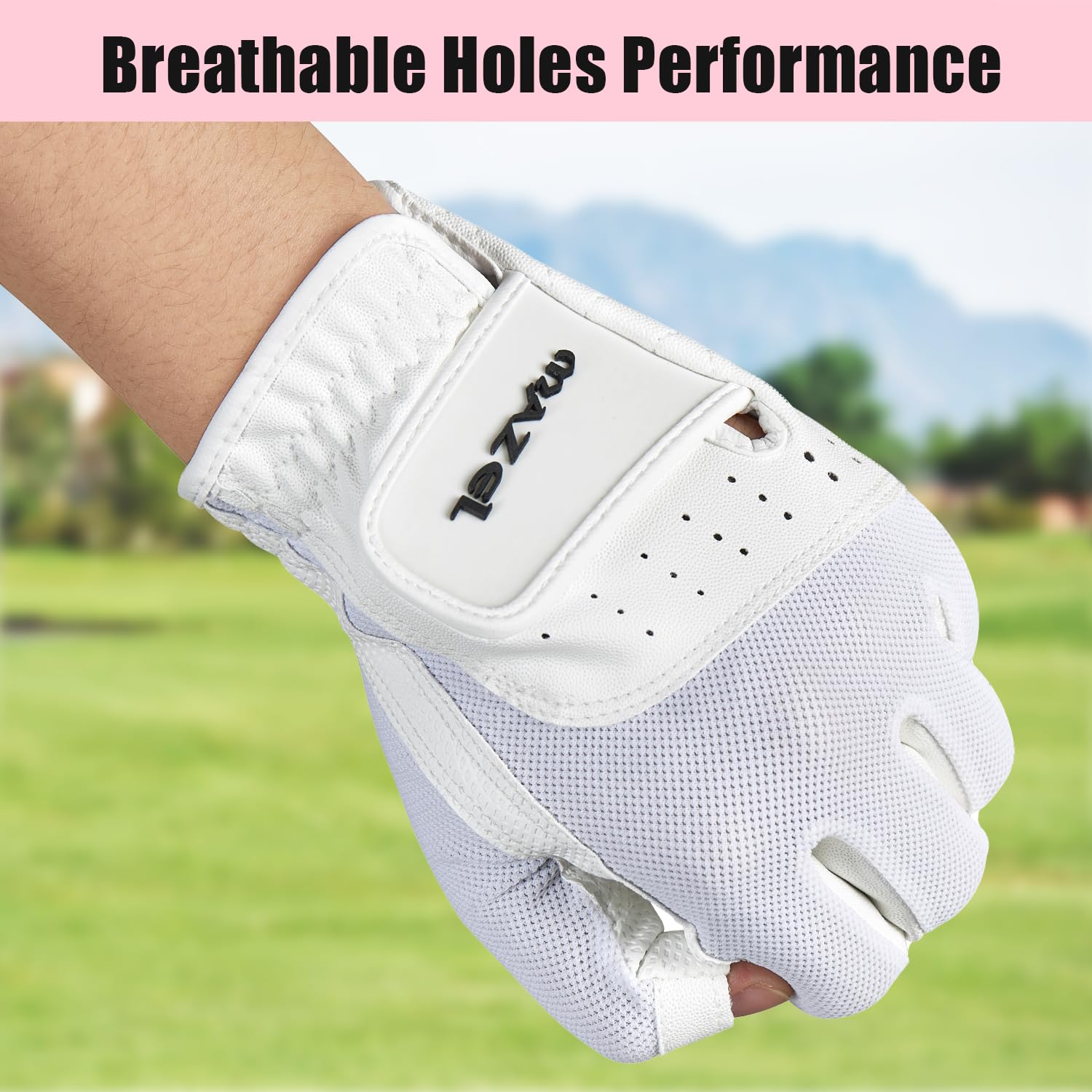 MAZEL Fingerlose Golfhandschuhe für Damen, offenes Finger-Design, atmungsaktiv, schweißabsorbierend, Größe S, M, L, XL, 1 Paar