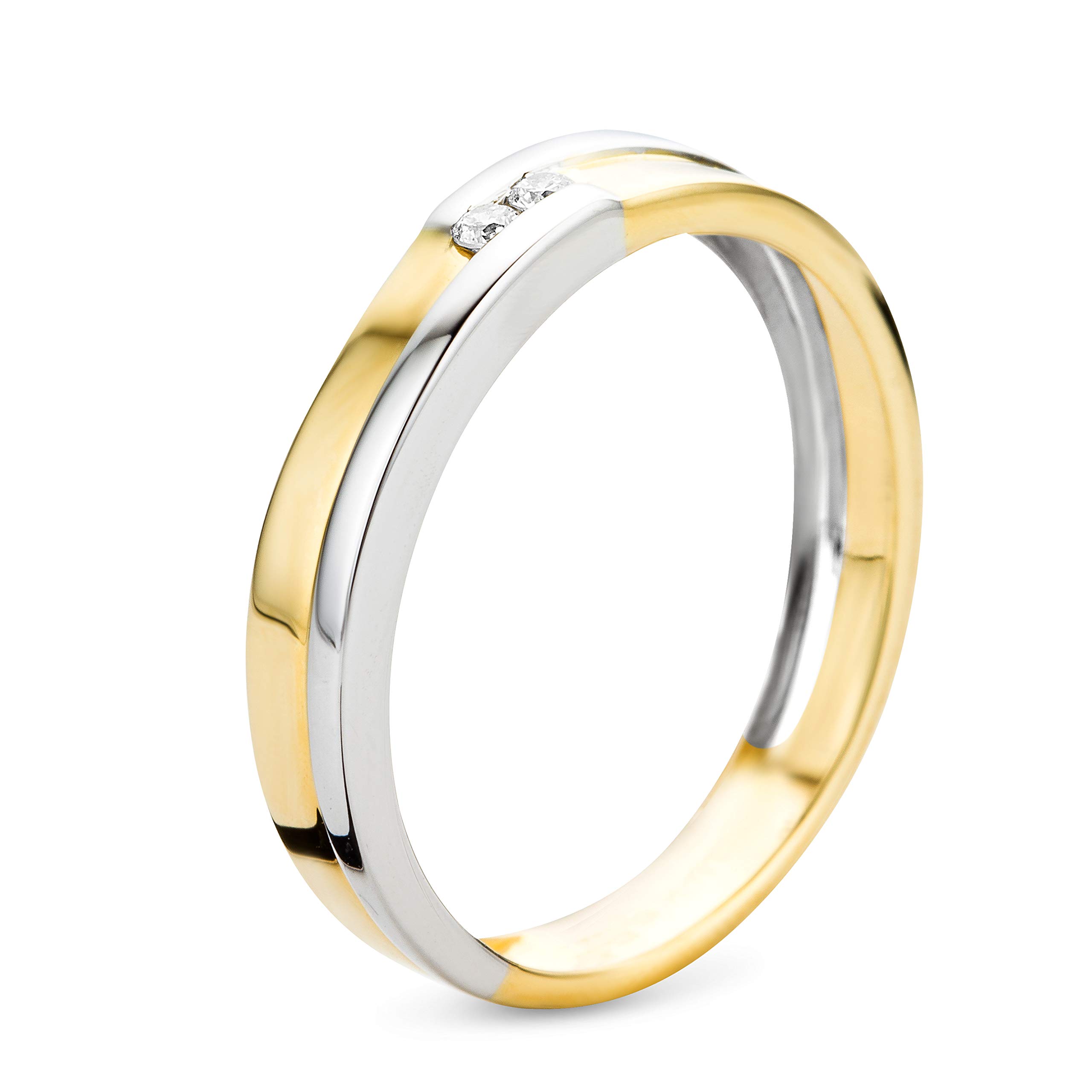 Orovi Pierścionek damski, dwukolorowy, żółte złoto i białe złoto 0,03 ct, diament, obrączka ślubna, 14 karatów (585) złoto i diamenty brylanty, 52 (16.6), Złoto, Diament