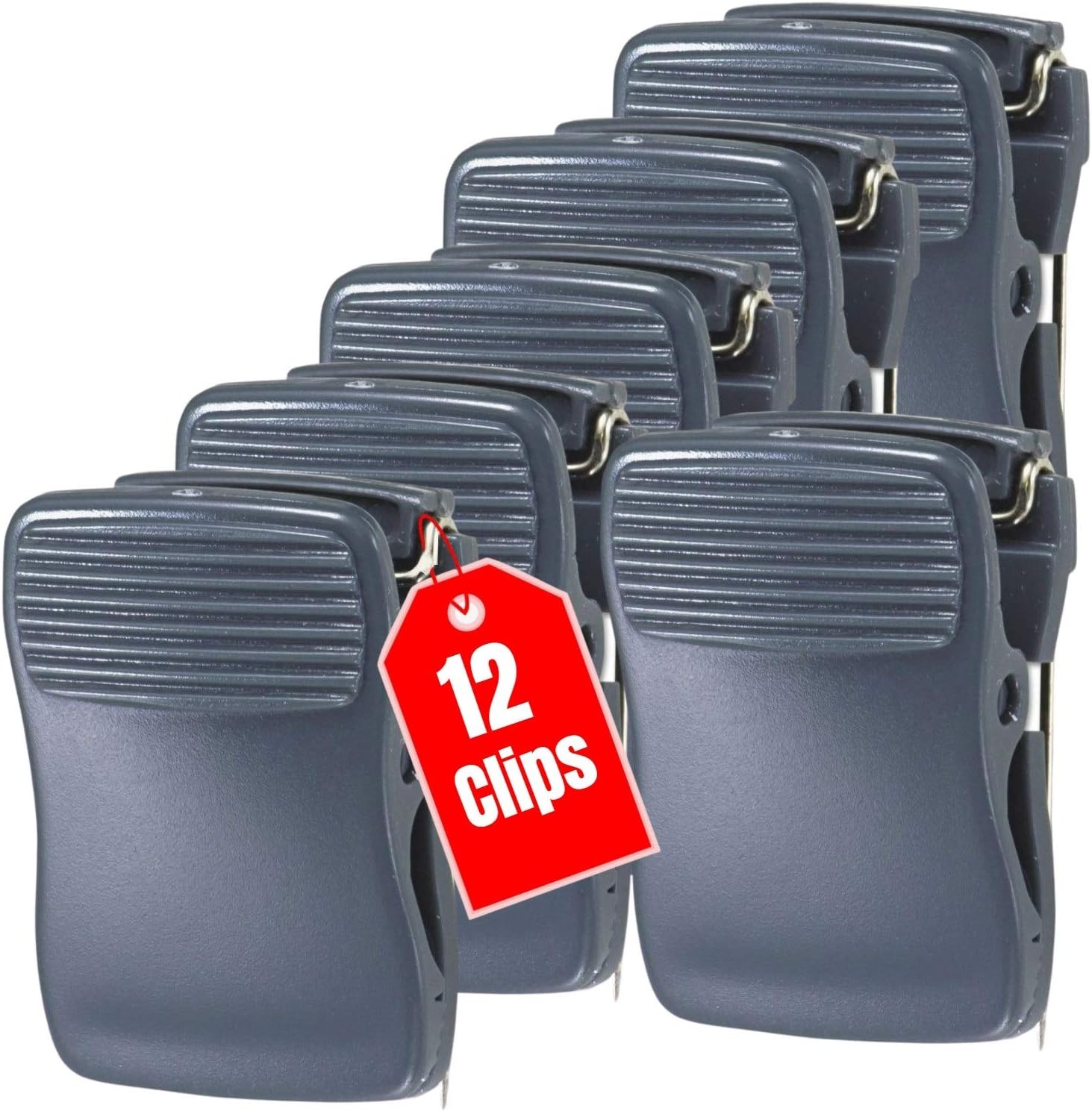 1InTheOffice Cubicle Clips, Wall Clips for Fabric, Cubicle Wall Clips, Deluxe Recycled, Charcoal, 12/Pack
