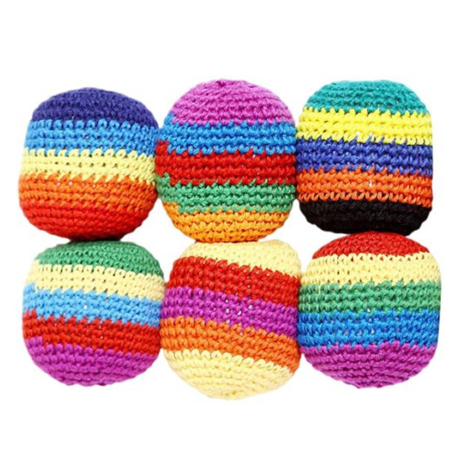 6 Pcs Hand-Made Knitted Footbag, 2026 Upgraded Sand Filled Crochet Kick Sack Bag for Adults, Multicolored Geometric Juggling Balls for Kids & Beginners Multicolored Geometric Pattern, Ready-to-Use