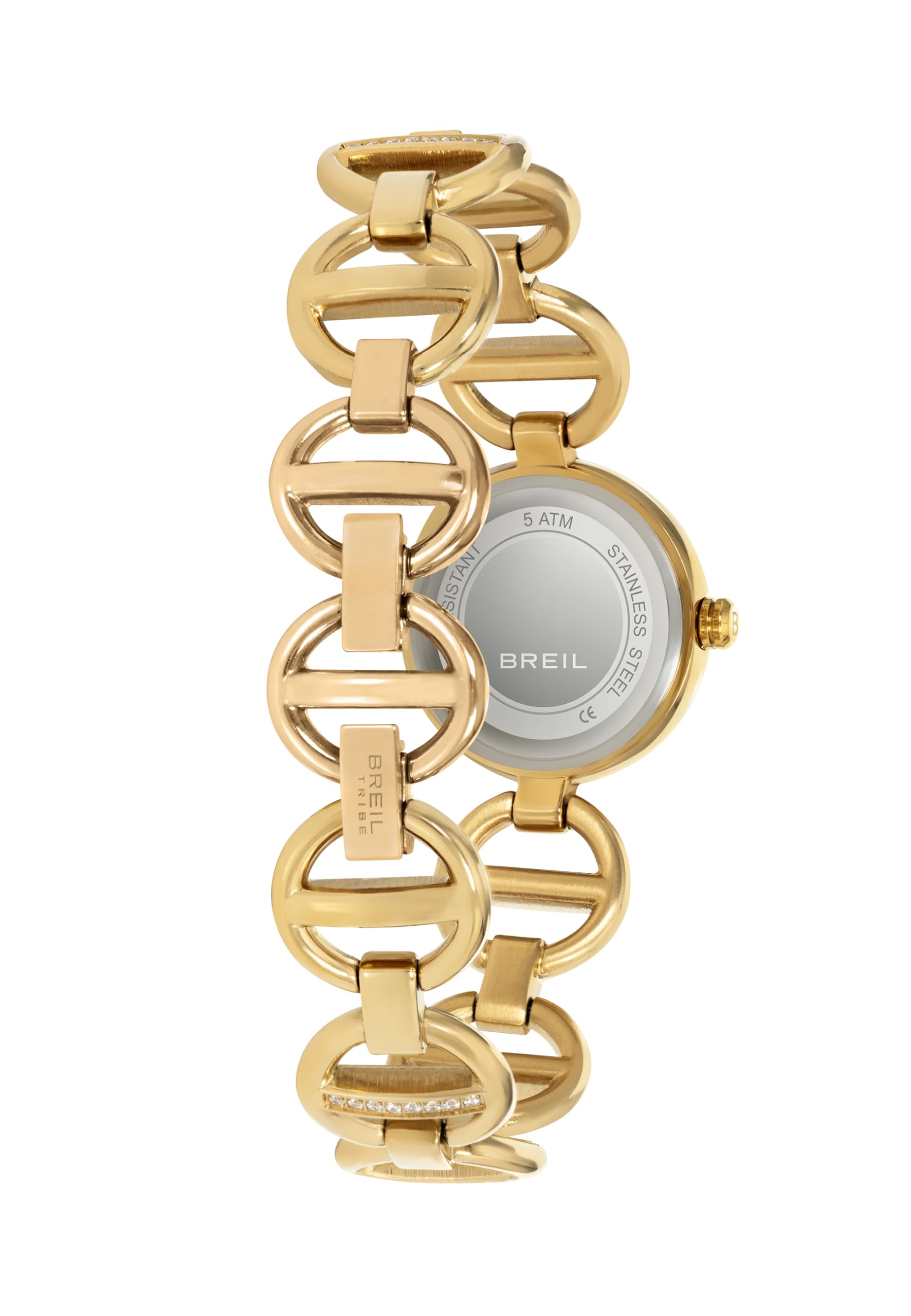 Breil, Collezione Camelia, Orologio Donna Solo Tempo in Acciaio, Bracciale Gioiello con Cristalli, Quadrante Bianco con Indici Sferici, Lunghezza Regolabile fino a 25 mm