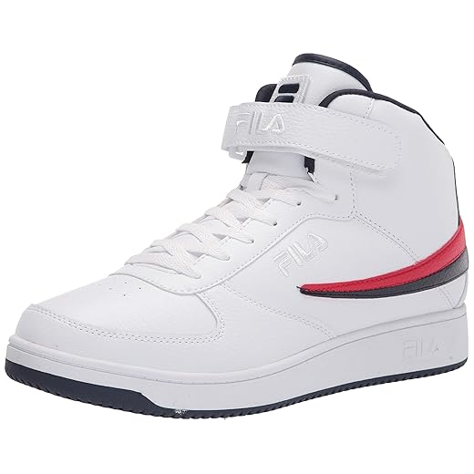 Fila Men's A-High Sneaker, White/Navy/Red, 11