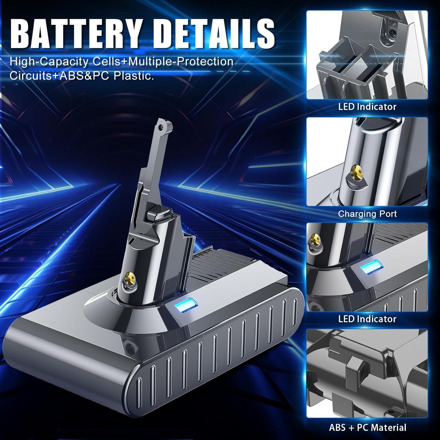 21.6V 8000mAh V8 Battery Replacement for Dyson V8 Battery Co
