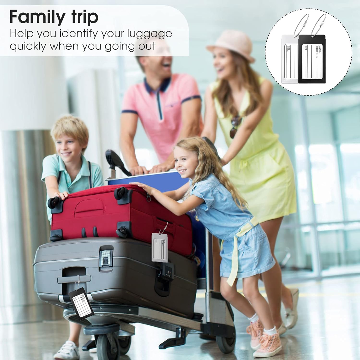 8 Pieces Luggage Tags Business Card Holder Aluminium Metal Travel ID Bag Tag for Travel Luggage Baggage Identifier - Image 5