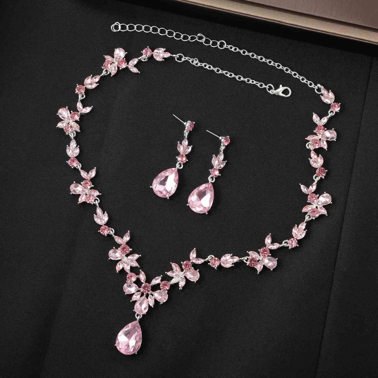 Kamirola Bridal Jewelry Set, Jewelry Set for Women, Necklace Dangle Earrings Bracelet Set, White Gold Plated (TR76) - Image 8