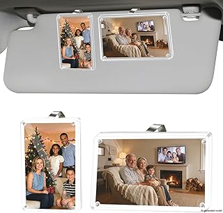 ATTRACTIVE Car Photo Holder for Visor, 2PCS Acrylic Magnetic Picture Frames with Clip - Personalized Car Accessories for Family Photos, Fit for Most Cars/Trucks/SUVs