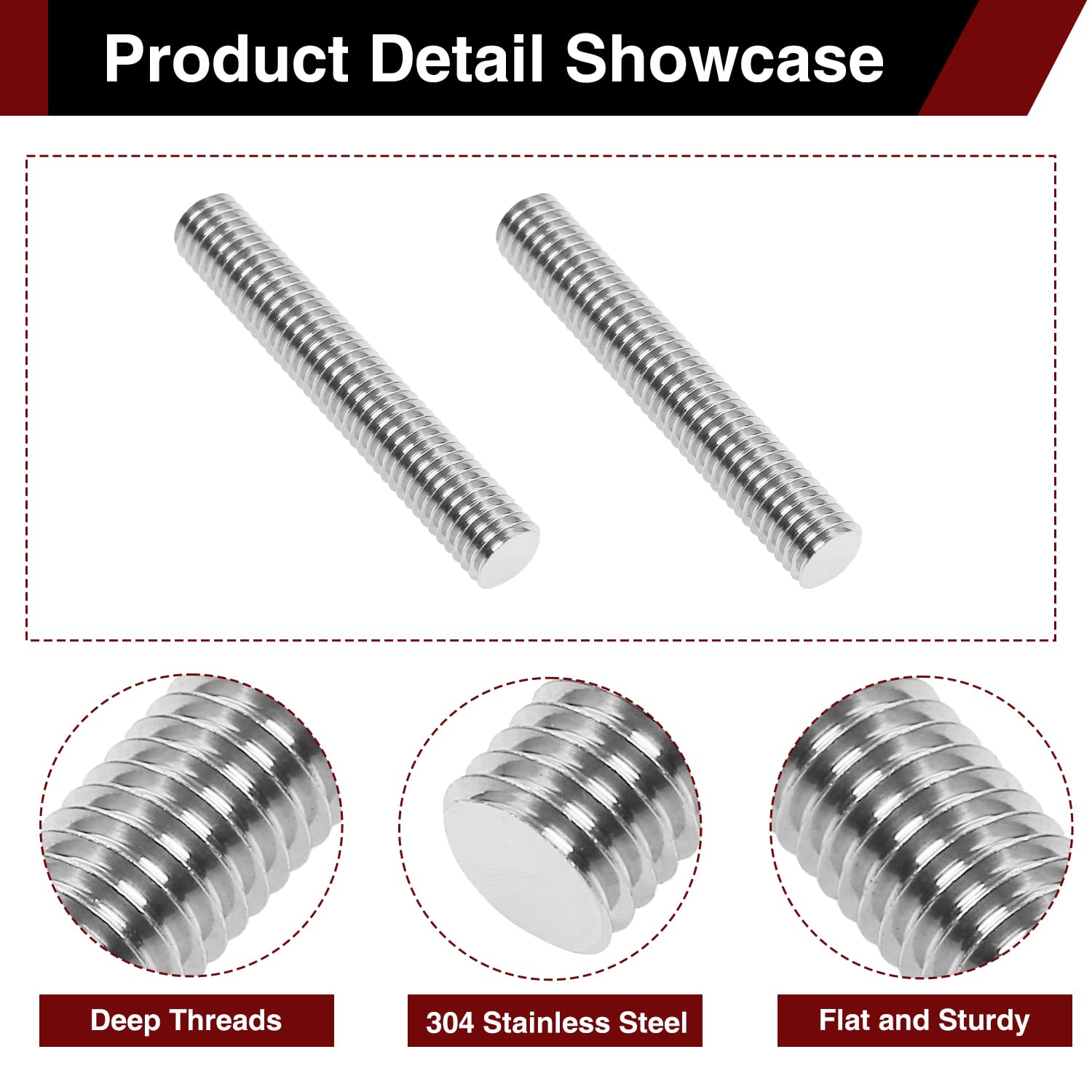 Stainless Steel Threaded Rods - 5 Pack M10x50mm -4