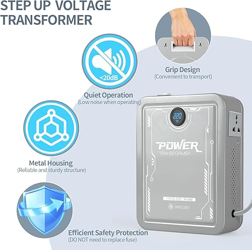 Miniatura 6 de SUNSHUN Transformador elevador, convertidor de 110 V a 220 V 2000 W con pantalla de voltaje, convertidor de voltaje 110-120v a 220v-240v con 2