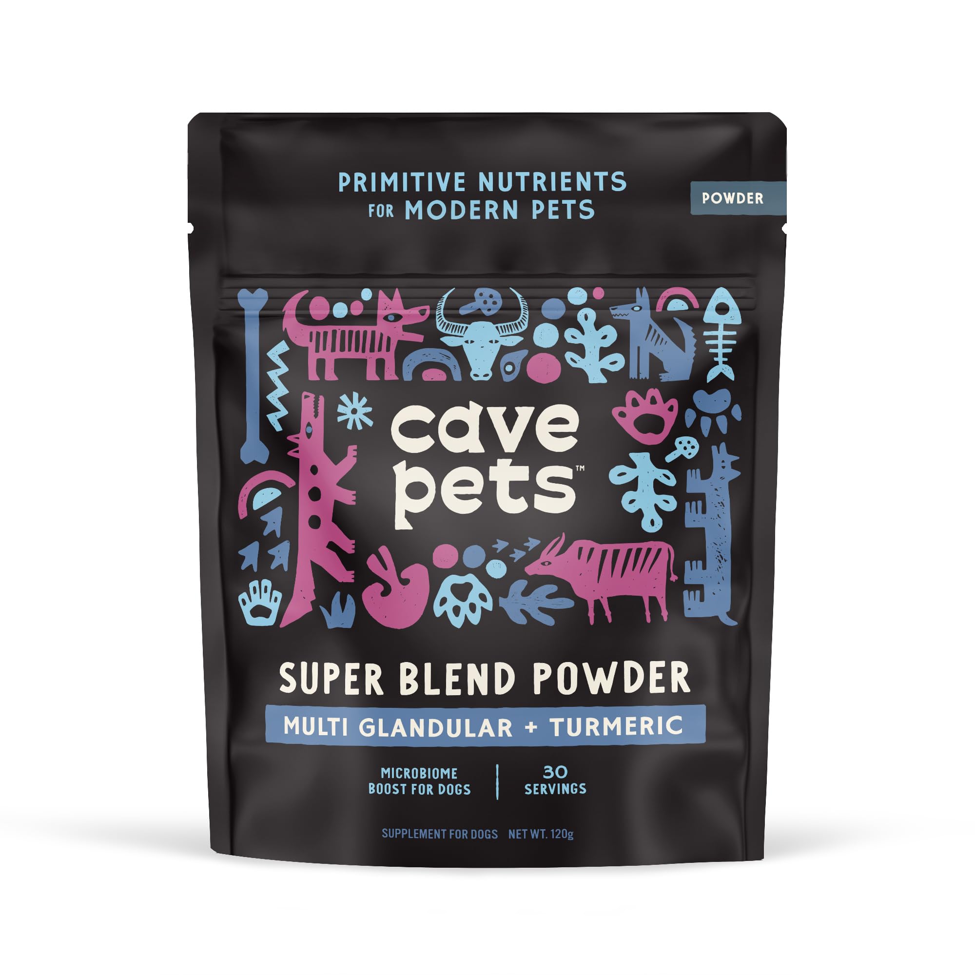 Super Blend Powder, Dog Probiotic for Digestive Health and Microbiome Support, Multi-Glandular & Turmeric, 30 Servings