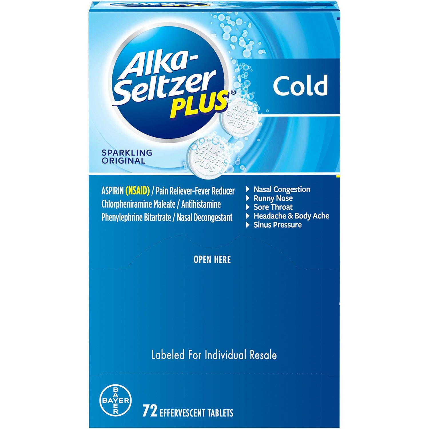 Alka-Seltzer Plus Cold Formula Sparkling Original (72 ct.) by Alka-Seltzer
