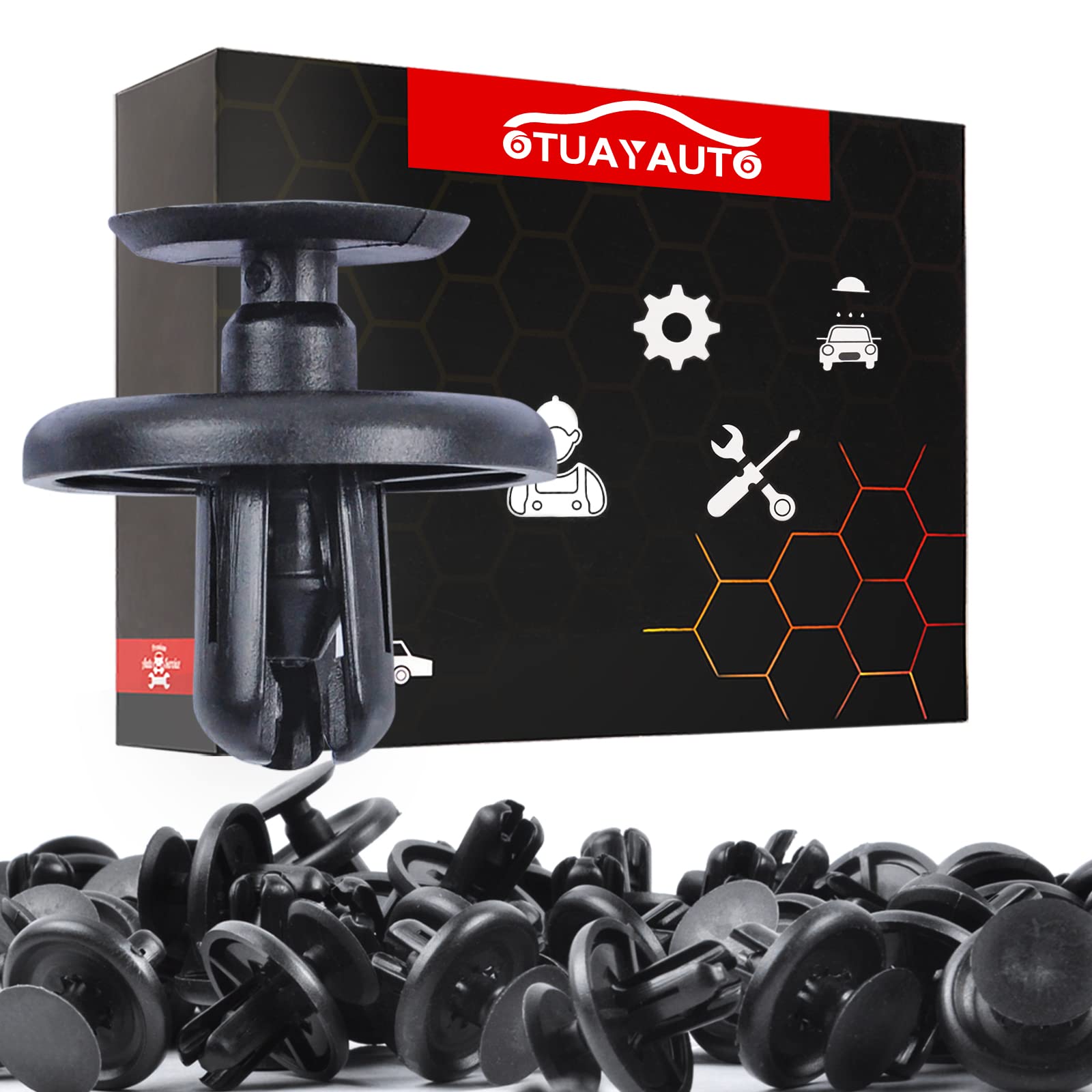 OTUAYAUTO 50PCS Plastic Retainer Clips, Engine Cover Fasteners Clips - Replacement for Lexus & Toyota 2002-2019, Splash Shield Clips Replace OEM: