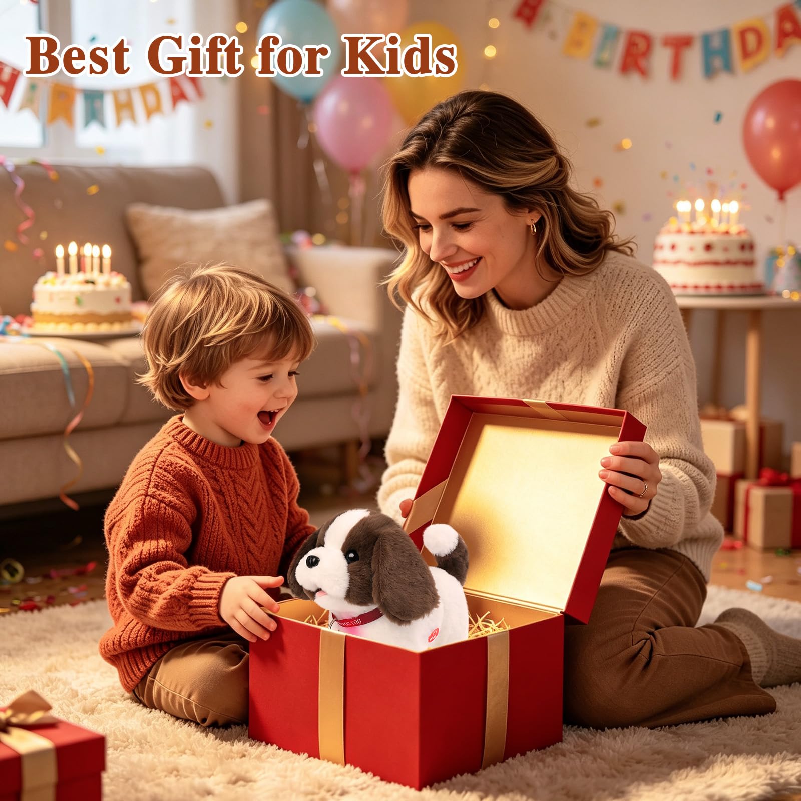 Juguete interactivo de peluche para cachorros, ladridos, grabación, con juego de aseo